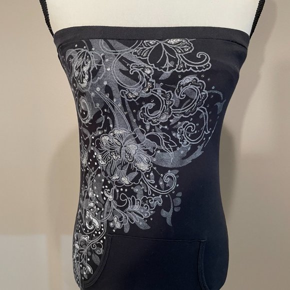 Sugar Tart Womens Glitter Embellished  w/ Front Pockets Top sz M - Picture 2 of 5